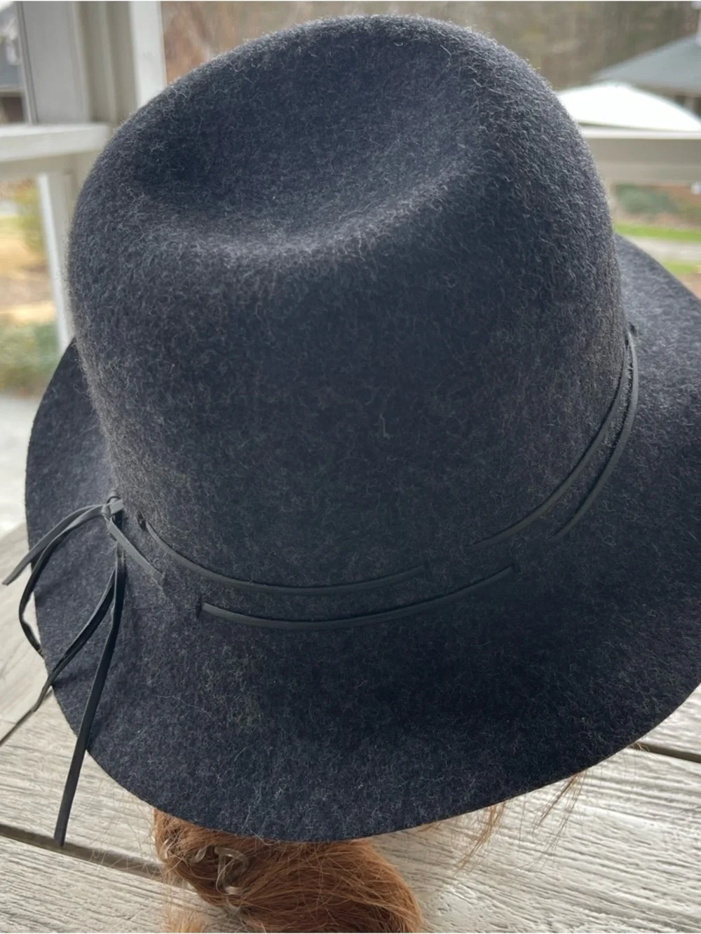 John Callahan Charcoal Gray Wool Felt Fedora Hat with Leather Band